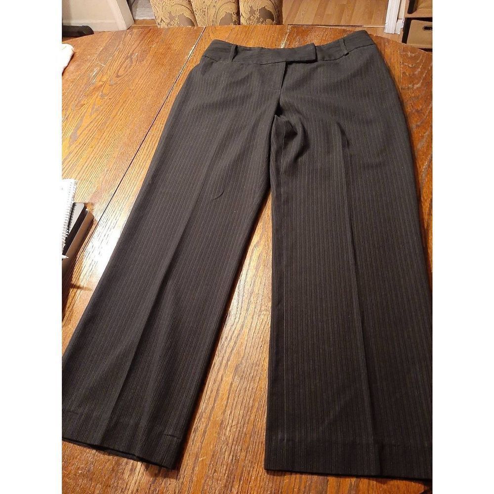 Size 12 Rafaella Black Grey Flat Front Dress Casual Pants with Belt Loops